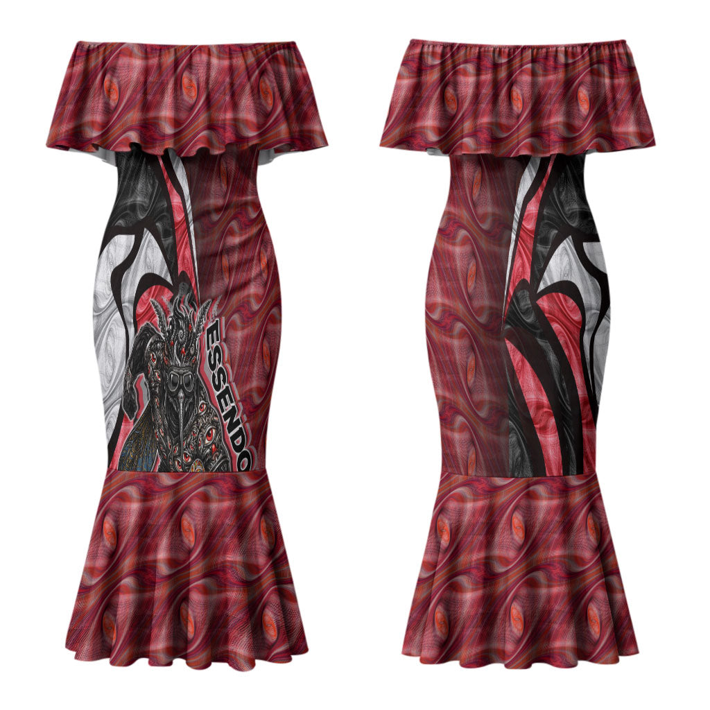 Personalised Essendon Bombers Couples Matching Mermaid Dress and Hawaiian Shirt Trippy Psychedelic Abstract Art Mascot Football Fans