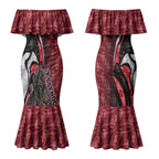 Personalised Essendon Bombers Couples Matching Mermaid Dress and Long Sleeve Button Shirt Trippy Psychedelic Abstract Art Mascot Football Fans