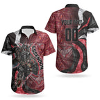 Personalised Essendon Bombers Couples Matching Off Shoulder Maxi Dress and Hawaiian Shirt Trippy Psychedelic Abstract Art Mascot Football Fans
