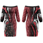 Personalised Essendon Bombers Couples Matching Off The Shoulder Long Sleeve Dress and Long Sleeve Button Shirt Trippy Psychedelic Abstract Art Mascot Football Fans