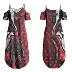 Personalised Essendon Bombers Couples Matching Summer Maxi Dress and Long Sleeve Button Shirt Trippy Psychedelic Abstract Art Mascot Football Fans