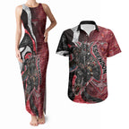 Personalised Essendon Bombers Couples Matching Tank Maxi Dress and Hawaiian Shirt Trippy Psychedelic Abstract Art Mascot Football Fans