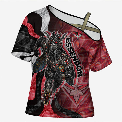Personalised Essendon Bombers Cross Shoulder Shirt Trippy Psychedelic Abstract Art Mascot Football Fans