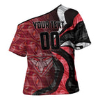 Personalised Essendon Bombers Cross Shoulder Shirt Trippy Psychedelic Abstract Art Mascot Football Fans