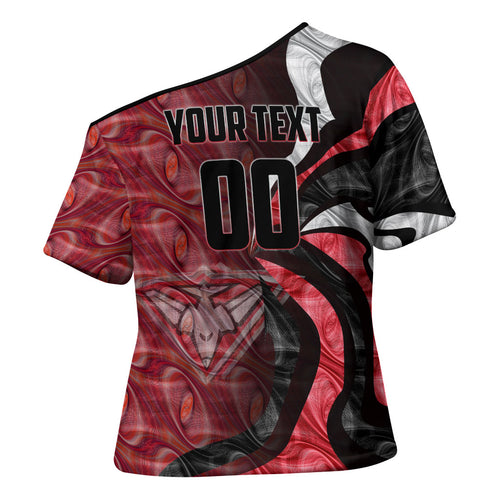 Personalised Essendon Bombers Cross Shoulder Shirt Trippy Psychedelic Abstract Art Mascot Football Fans