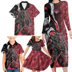 Personalised Essendon Bombers Family Matching Long Sleeve Bodycon Dress and Hawaiian Shirt Trippy Psychedelic Abstract Art Mascot Football Fans