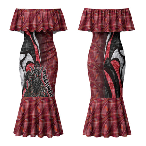 Personalised Essendon Bombers Family Matching Mermaid Dress and Hawaiian Shirt Trippy Psychedelic Abstract Art Mascot Football Fans
