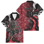 Personalised Essendon Bombers Family Matching Puletasi and Hawaiian Shirt Trippy Psychedelic Abstract Art Mascot Football Fans