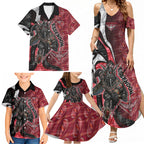 Personalised Essendon Bombers Family Matching Summer Maxi Dress and Hawaiian Shirt Trippy Psychedelic Abstract Art Mascot Football Fans