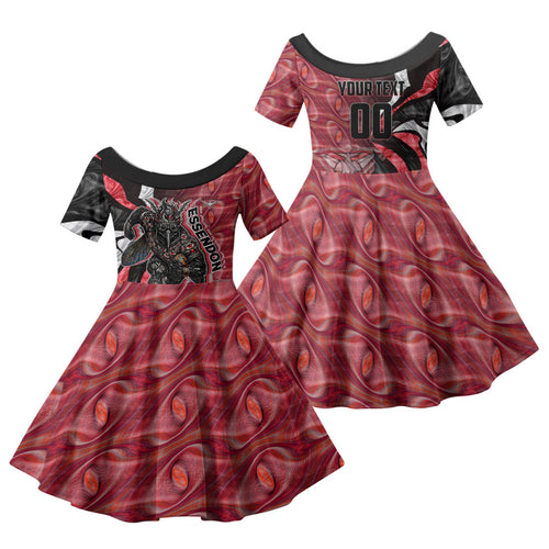 Personalised Essendon Bombers Family Matching Summer Maxi Dress and Hawaiian Shirt Trippy Psychedelic Abstract Art Mascot Football Fans