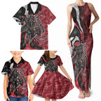 Personalised Essendon Bombers Family Matching Tank Maxi Dress and Hawaiian Shirt Trippy Psychedelic Abstract Art Mascot Football Fans