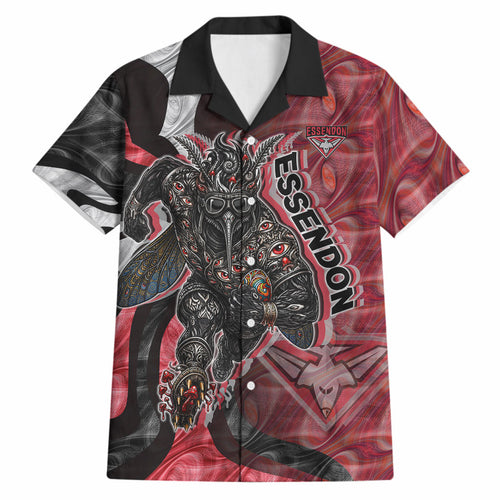 Personalised Essendon Bombers Hawaiian Shirt Trippy Psychedelic Abstract Art Mascot Football Fans