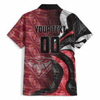 Personalised Essendon Bombers Hawaiian Shirt Trippy Psychedelic Abstract Art Mascot Football Fans