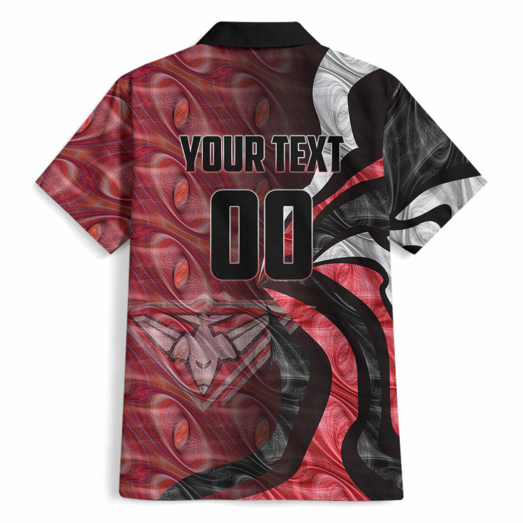Personalised Essendon Bombers Hawaiian Shirt Trippy Psychedelic Abstract Art Mascot Football Fans