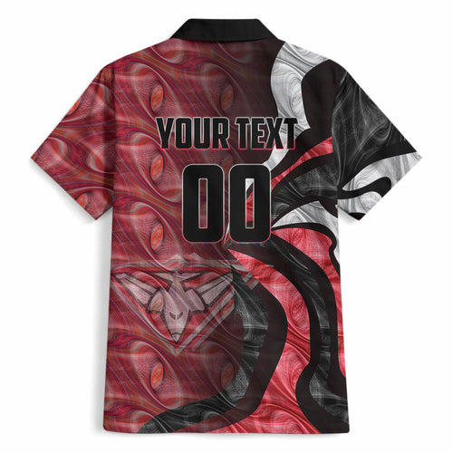 Personalised Essendon Bombers Hawaiian Shirt Trippy Psychedelic Abstract Art Mascot Football Fans