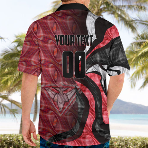 Personalised Essendon Bombers Hawaiian Shirt Trippy Psychedelic Abstract Art Mascot Football Fans