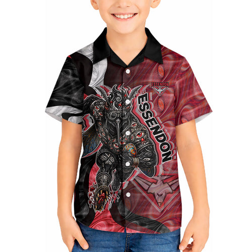 Personalised Essendon Bombers Hawaiian Shirt Trippy Psychedelic Abstract Art Mascot Football Fans