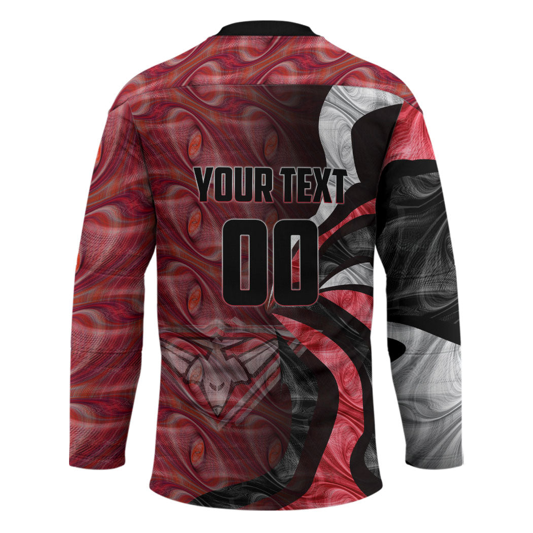 Personalised Essendon Bombers Hockey Jersey Trippy Psychedelic Abstract Art Mascot Football Fans
