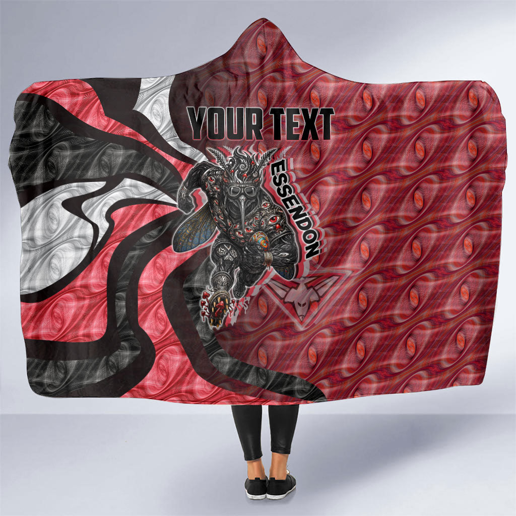 Personalised Essendon Bombers Hooded Blanket Trippy Psychedelic Abstract Art Mascot Football Fans