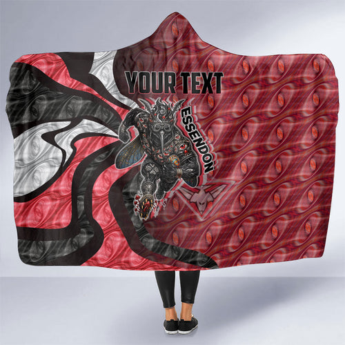 Personalised Essendon Bombers Hooded Blanket Trippy Psychedelic Abstract Art Mascot Football Fans