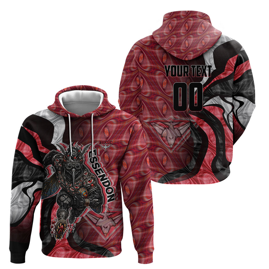 Personalised Essendon Bombers Hoodie Trippy Psychedelic Abstract Art Mascot Football Fans