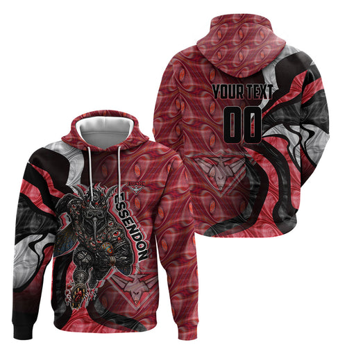 Personalised Essendon Bombers Hoodie Trippy Psychedelic Abstract Art Mascot Football Fans