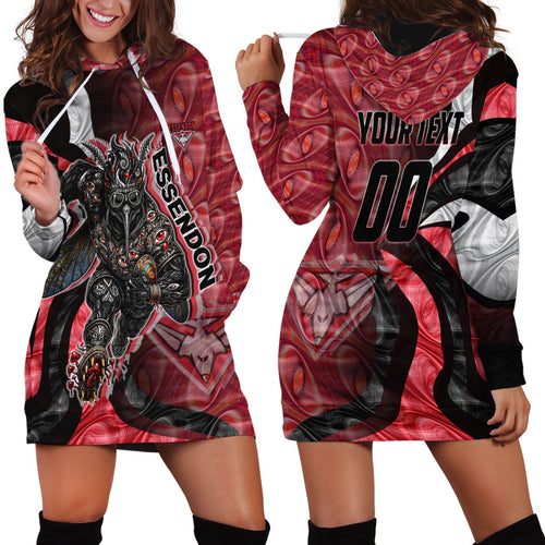 Personalised Essendon Bombers Hoodie Dress Trippy Psychedelic Abstract Art Mascot Football Fans
