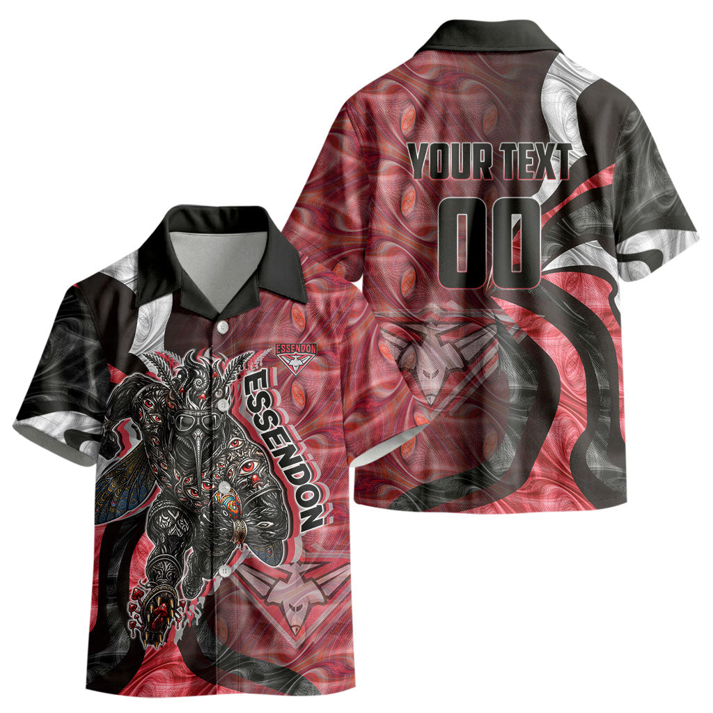Personalised Essendon Bombers Kid Hawaiian Shirt Trippy Psychedelic Abstract Art Mascot Football Fans