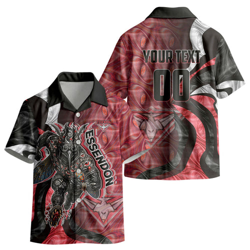 Personalised Essendon Bombers Kid Hawaiian Shirt Trippy Psychedelic Abstract Art Mascot Football Fans