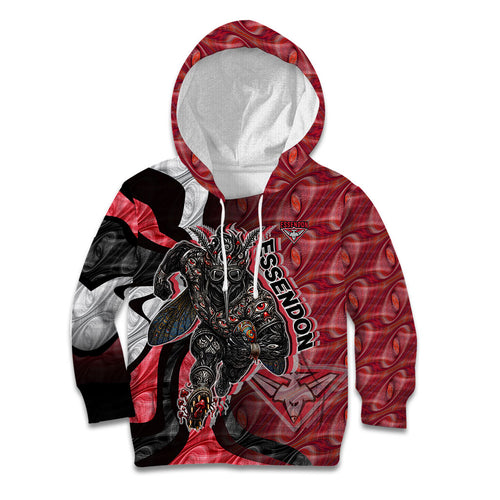 Personalised Essendon Bombers Kid Hoodie Trippy Psychedelic Abstract Art Mascot Football Fans