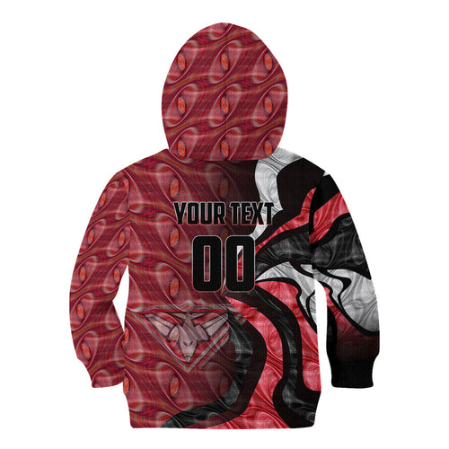 Personalised Essendon Bombers Kid Hoodie Trippy Psychedelic Abstract Art Mascot Football Fans