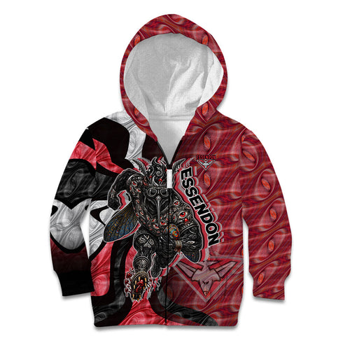 Personalised Essendon Bombers Kid Hoodie Trippy Psychedelic Abstract Art Mascot Football Fans