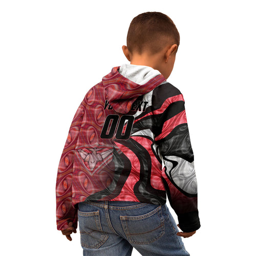 Personalised Essendon Bombers Kid Hoodie Trippy Psychedelic Abstract Art Mascot Football Fans