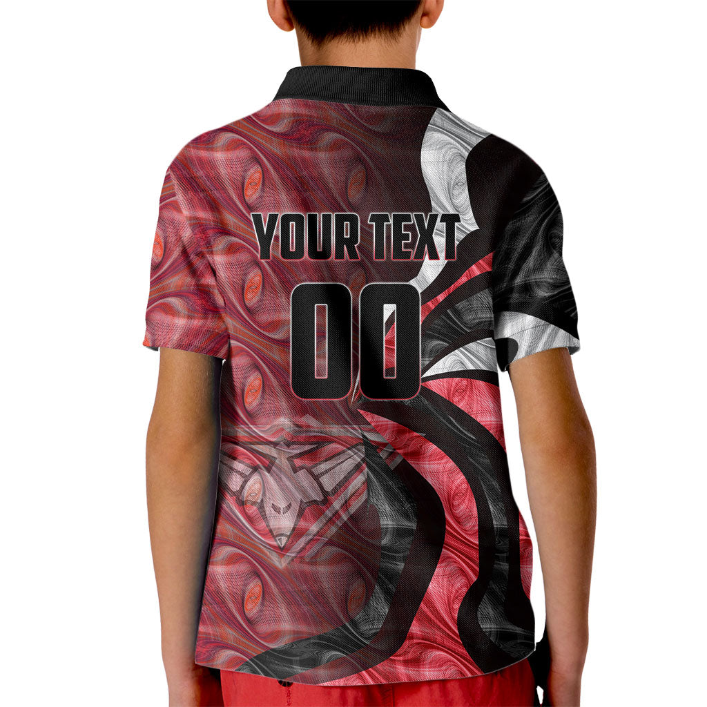 Personalised Essendon Bombers Kid Polo Shirt Trippy Psychedelic Abstract Art Mascot Football Fans
