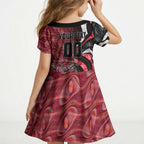 Personalised Essendon Bombers Kid Short Sleeve Dress Trippy Psychedelic Abstract Art Mascot Football Fans