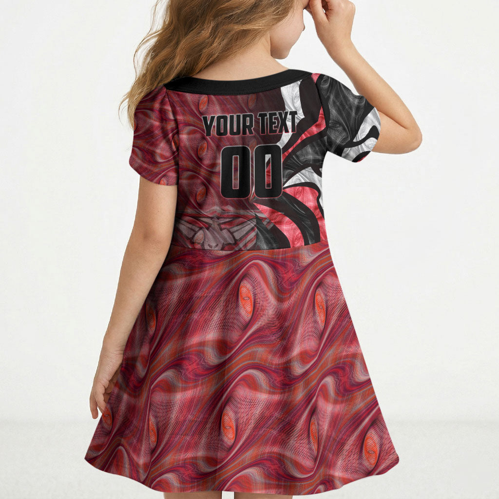 Personalised Essendon Bombers Kid Short Sleeve Dress Trippy Psychedelic Abstract Art Mascot Football Fans