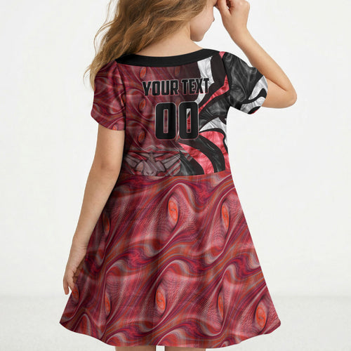 Personalised Essendon Bombers Kid Short Sleeve Dress Trippy Psychedelic Abstract Art Mascot Football Fans