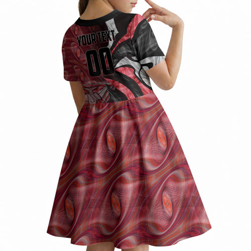 Personalised Essendon Bombers Kid Short Sleeve Dress Trippy Psychedelic Abstract Art Mascot Football Fans