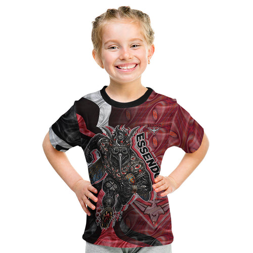 Personalised Essendon Bombers Kid T Shirt Trippy Psychedelic Abstract Art Mascot Football Fans