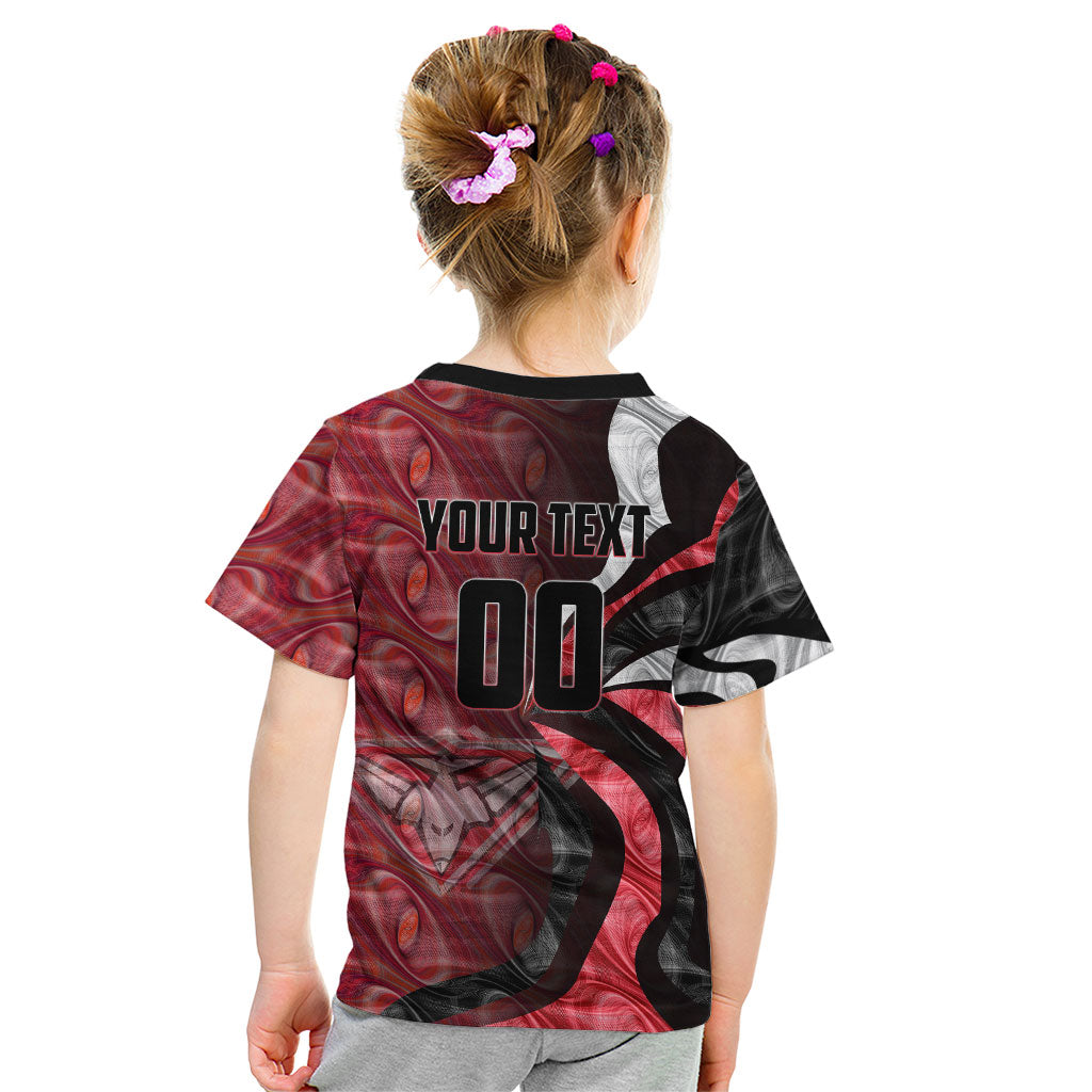 Personalised Essendon Bombers Kid T Shirt Trippy Psychedelic Abstract Art Mascot Football Fans