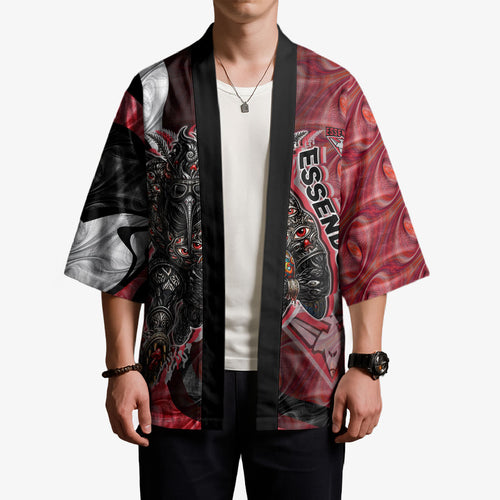 Personalised Essendon Bombers Kimono Trippy Psychedelic Abstract Art Mascot Football Fans