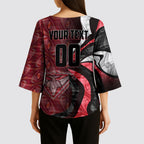Personalised Essendon Bombers Kimono Sleeve Blouse Trippy Psychedelic Abstract Art Mascot Football Fans