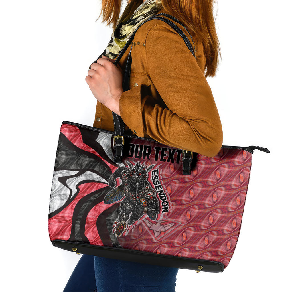 Personalised Essendon Bombers Leather Tote Bag Trippy Psychedelic Abstract Art Mascot Football Fans