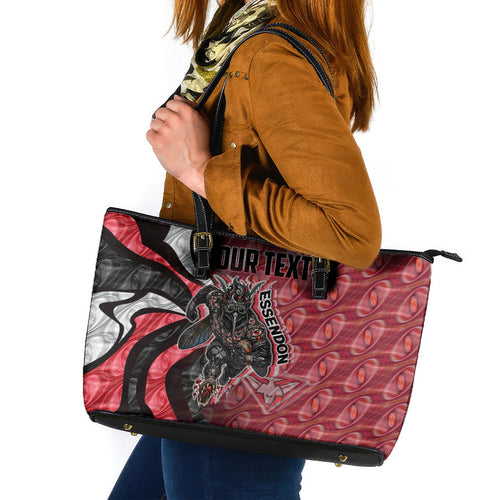 Personalised Essendon Bombers Leather Tote Bag Trippy Psychedelic Abstract Art Mascot Football Fans