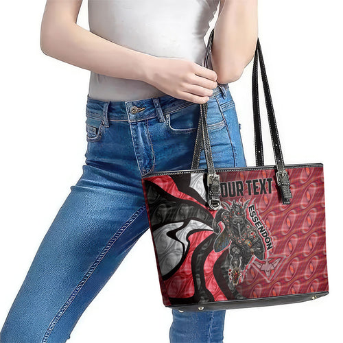 Personalised Essendon Bombers Leather Tote Bag Trippy Psychedelic Abstract Art Mascot Football Fans