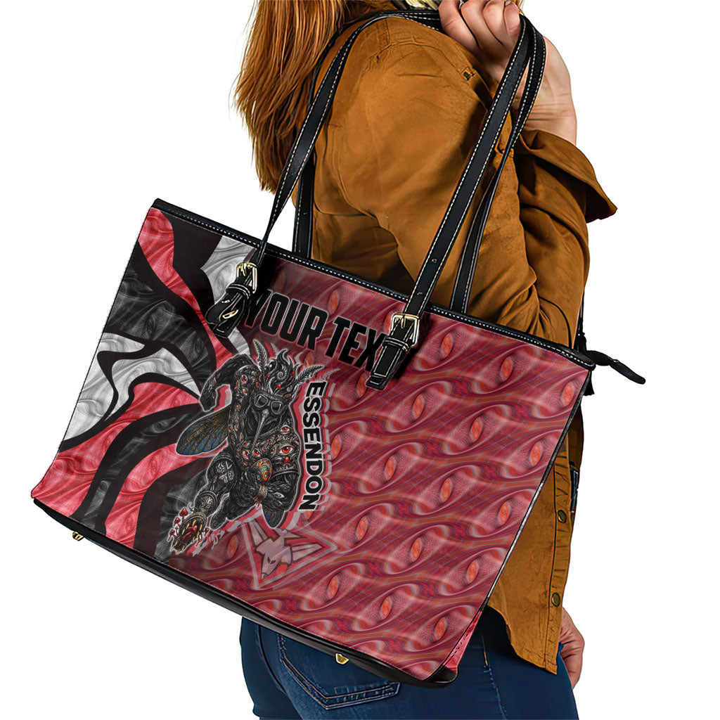 Personalised Essendon Bombers Leather Tote Bag Trippy Psychedelic Abstract Art Mascot Football Fans