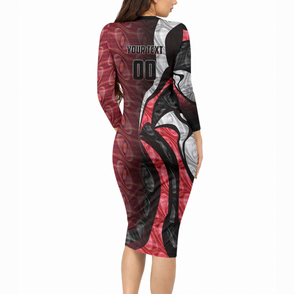 Personalised Essendon Bombers Long Sleeve Bodycon Dress Trippy Psychedelic Abstract Art Mascot Football Fans
