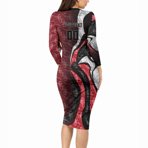 Personalised Essendon Bombers Long Sleeve Bodycon Dress Trippy Psychedelic Abstract Art Mascot Football Fans