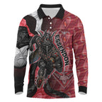 Personalised Essendon Bombers Long Sleeve Polo Shirt Trippy Psychedelic Abstract Art Mascot Football Fans