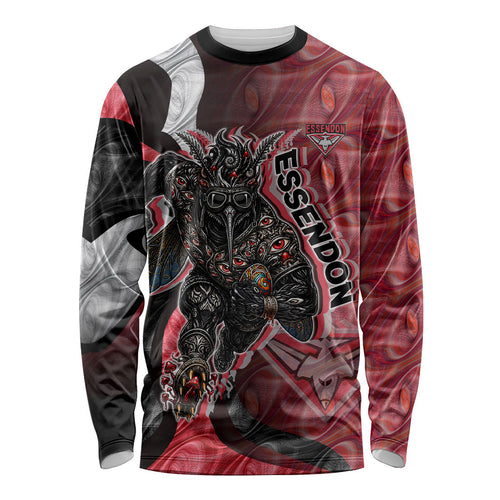 Personalised Essendon Bombers Long Sleeve Shirt Trippy Psychedelic Abstract Art Mascot Football Fans